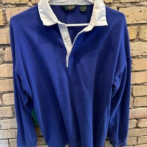 J. Crew Blue and White Polo Shirt Classic Design